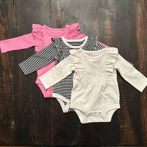 Cat & Jack Newborn Baby Girl Ruffle Bodysuit Bundle